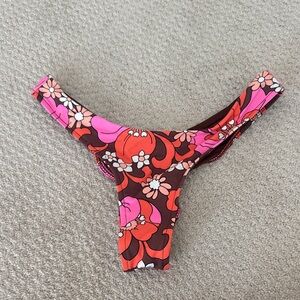 Frankie's Bikinis Floral Pink and Red Bikini Bottom